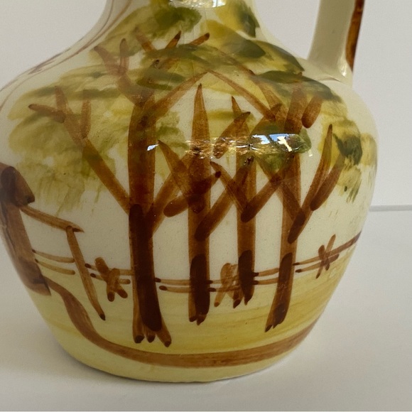 Vintage Vermont Maple Syrup Jug Hand Painted Pottery Pitcher VT 5” Brown beige - Picture 4 of 15